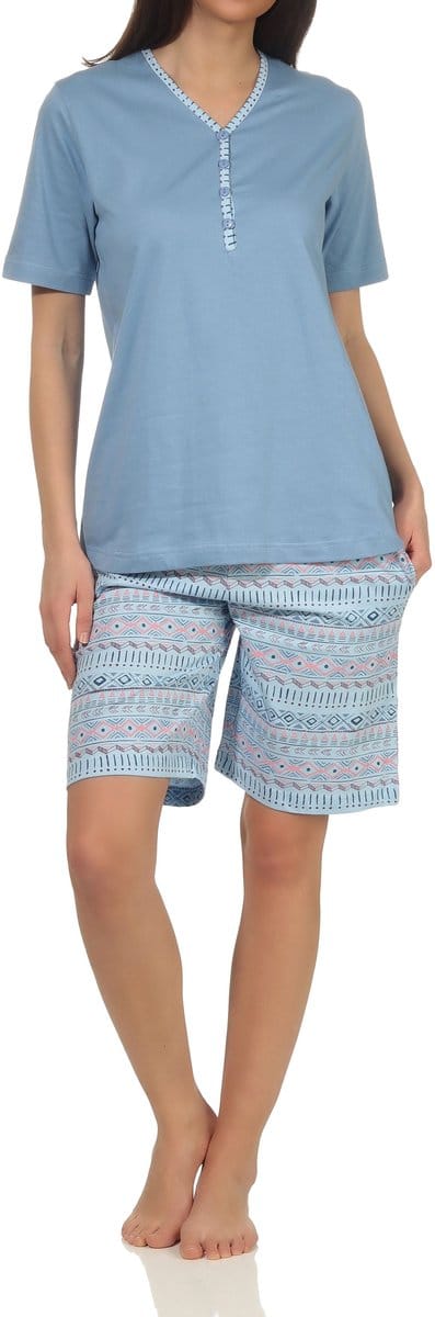 Normann dames pyjama shorty met korte mouwen in Ethnolook - Ook in oversizes