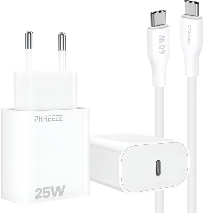 25w usb C adapter met usb C kabel 1 meter - Snellader voor A56 A55 A54 A53 S25 S24 S23 S22 S21 S20
