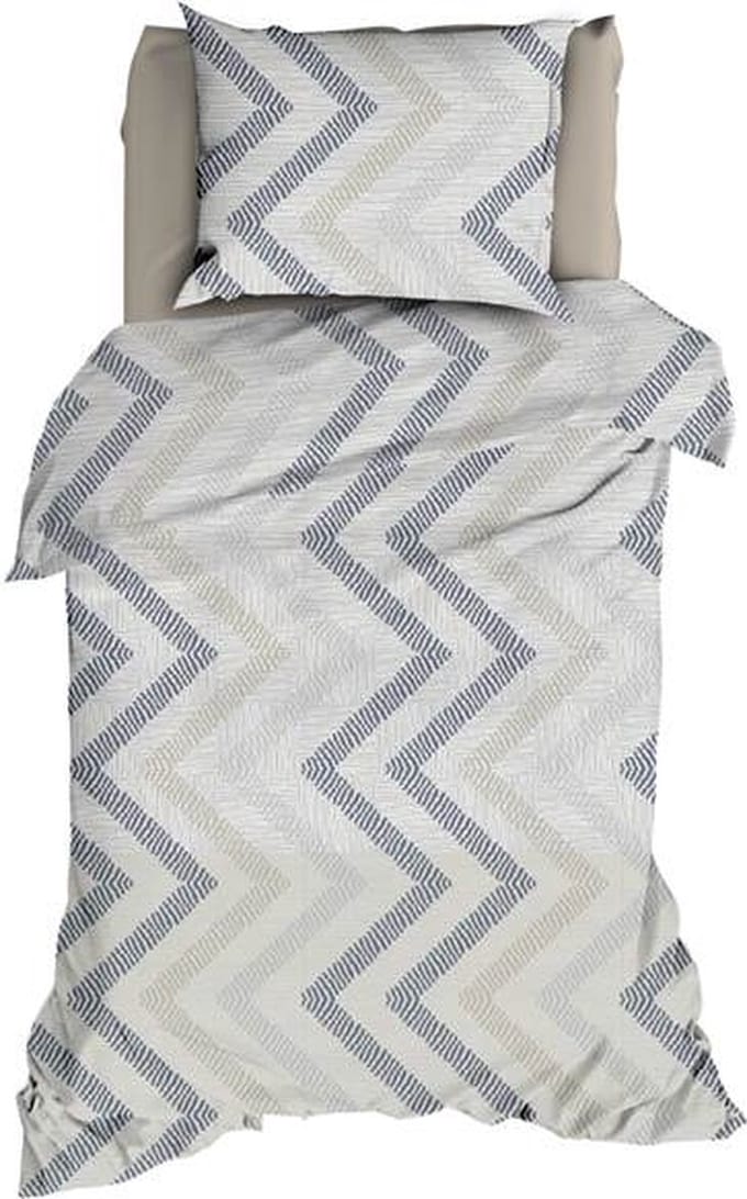 Satin d'Or Ziggo Dekbedovertrek - Eenpersoons - 140x200/220 cm - Grijs/Blauw