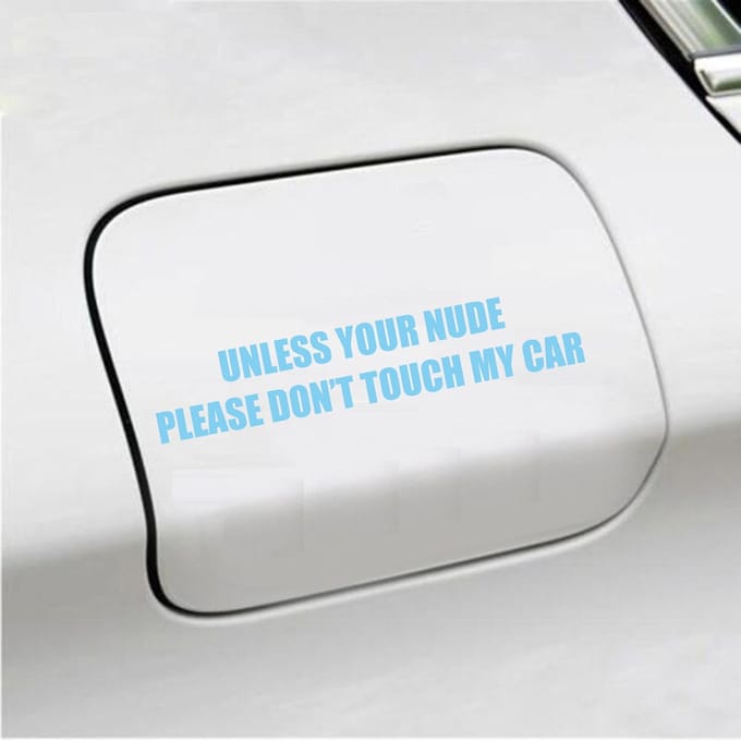 Bumpersticker - Unless Your Nude - 3,5 X 18,5 - Licht Blauw
