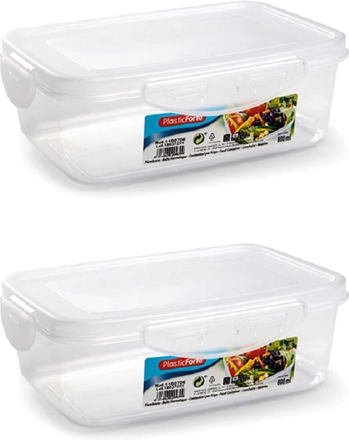 Plasticforte Vershoudbakje - 4x stuks - voor vriezer en magnetron - 800 ml - kunststof