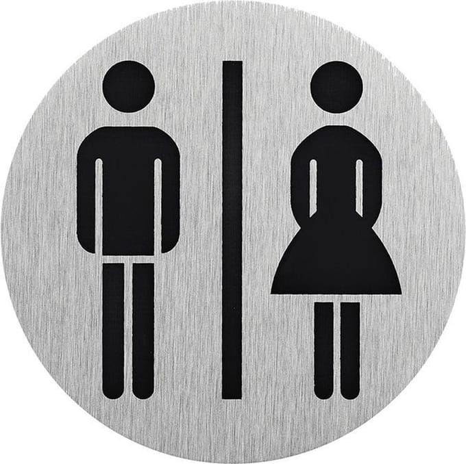 Seilflechter Deurbordje - Aluminium - Pictogram Man/Vrouw - Ø 75 mm