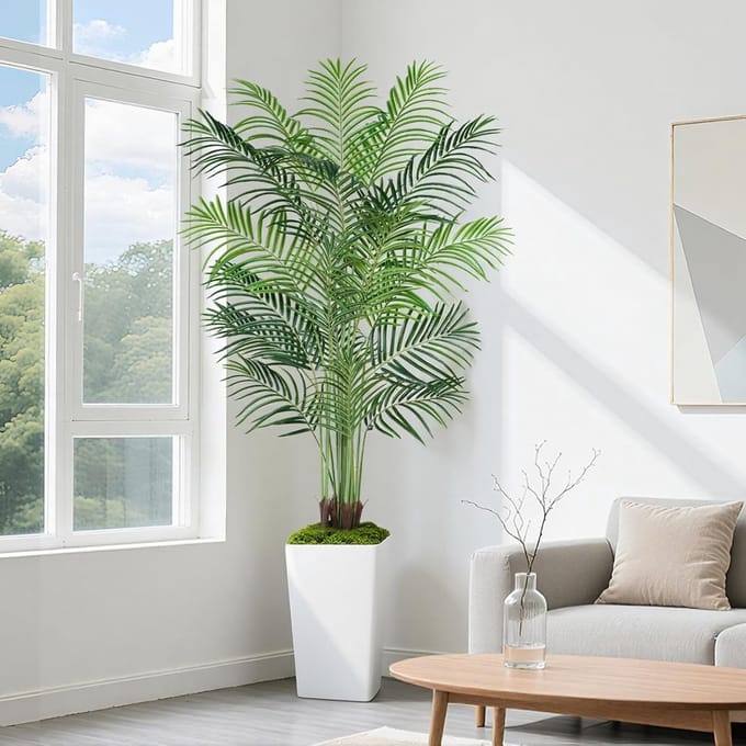 Kunstpalm 210 cm - Witte Pot - Realistische Palm