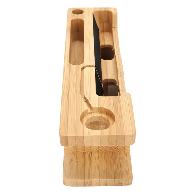 Bamboe Oplaadstandaard Houder Draagbare Desktop Oplaad Organizer voor iOS Watch Mobiele Telefoon beige