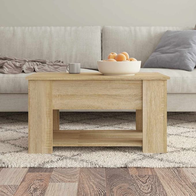 vidaXL - Salontafel - 79x49x41 - cm - bewerkt - hout - sonoma - eikenkleurig