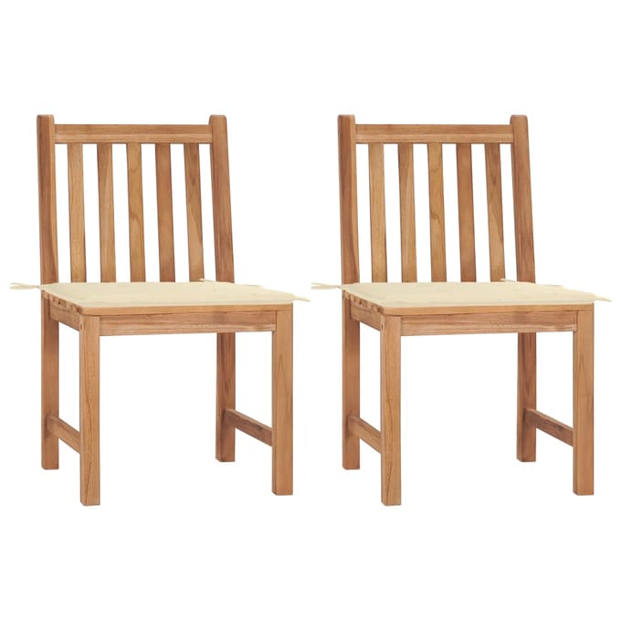 vidaXL - Tuinstoelen - 2 - st - met - kussens - massief - teakhout