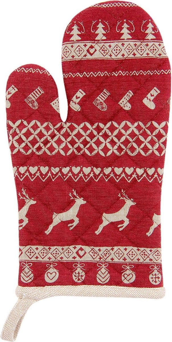 Clayre & Eef Ovenwant 16x30 cm Rood Katoen Kerst