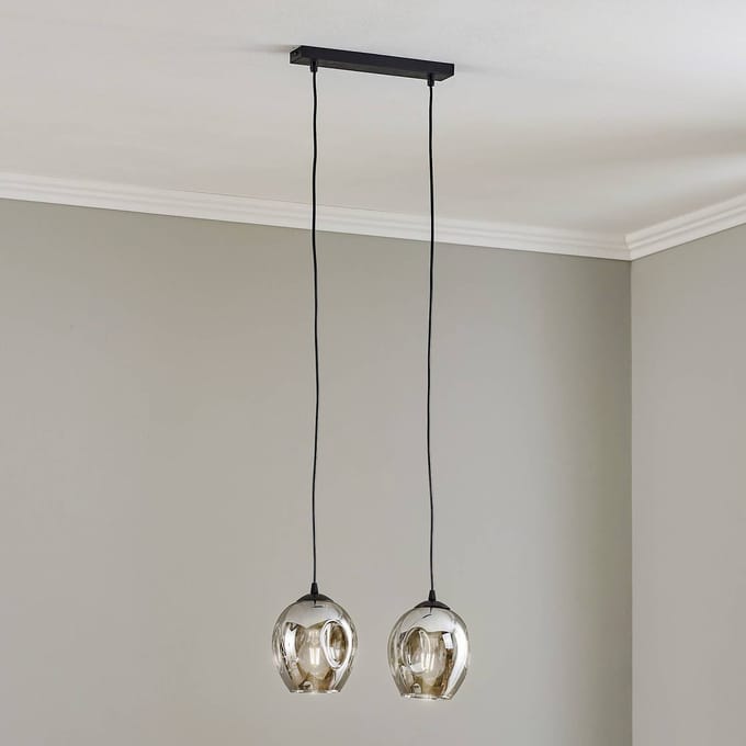 EMIBIG LIGHTING Hanglamp Starla 2-lamps, glas grafiet