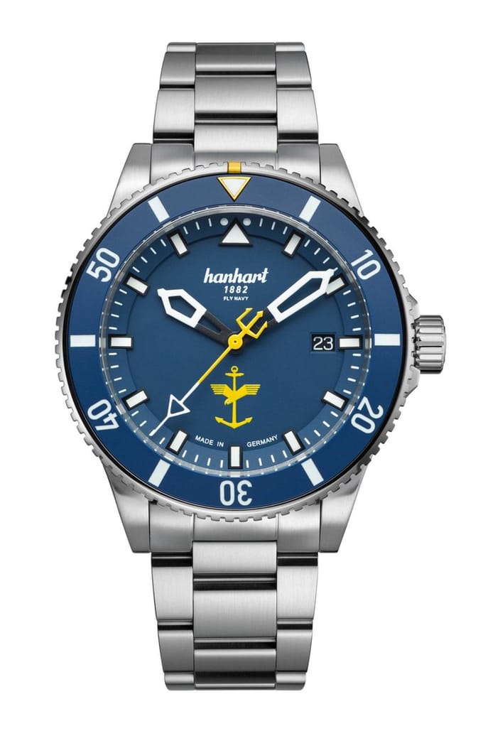 Hanhart FLY NAVY Aerosphere - Horloge - Stalen band - 42 mm