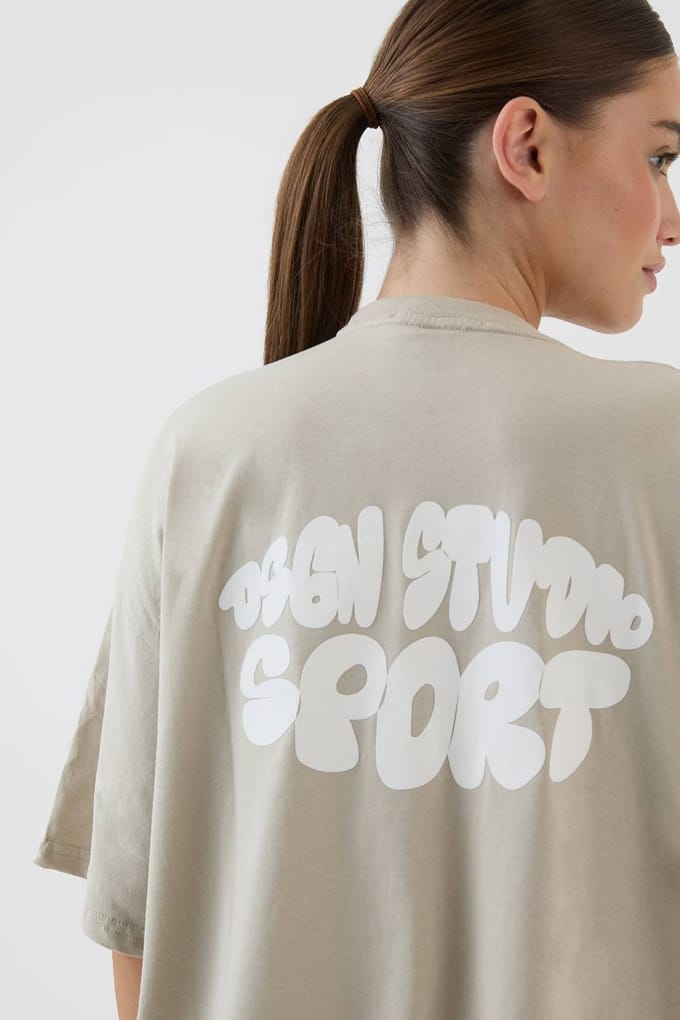 Dames Dsgn Studio Sport Bubble Print Oversized T-shirt | Steen | Maat: Small