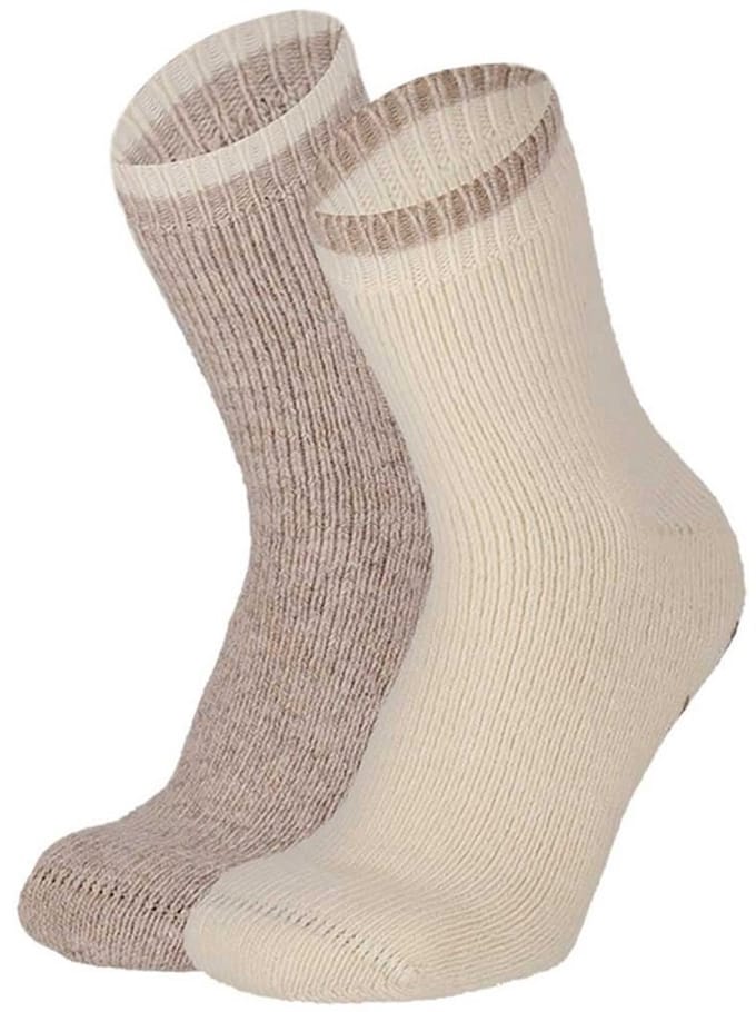 Apollo dames huissokken - alpaca wol - 2pack - multi beige - anti slip - maat 35/38