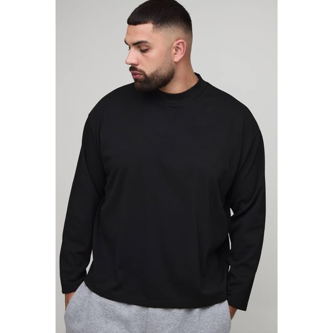 Plus Oversized Super Heavy Premium Long-Sleeved T-Shirt | Black | Size 2XL