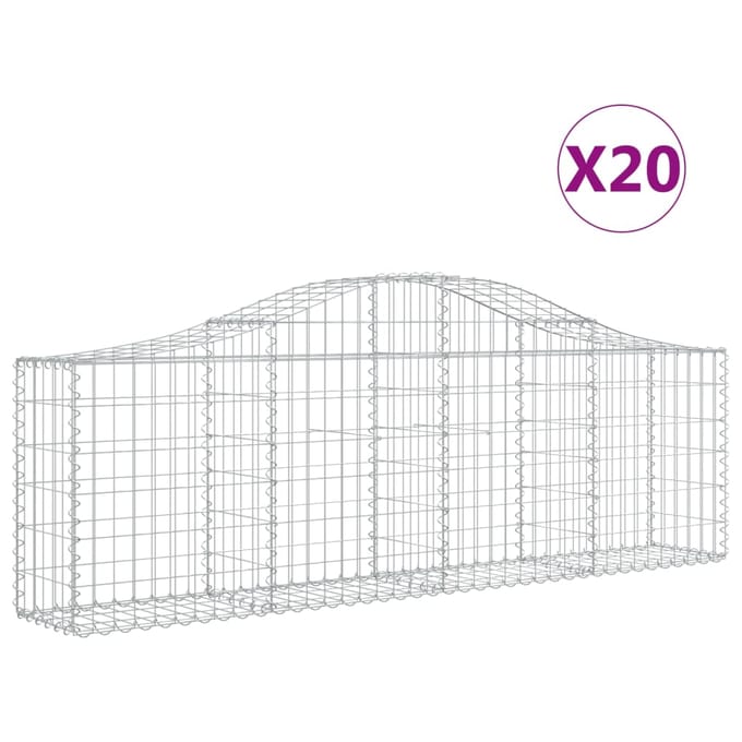 vidaXL Schanskorven 20 st gewelfd 200x30x60/80 cm ijzer