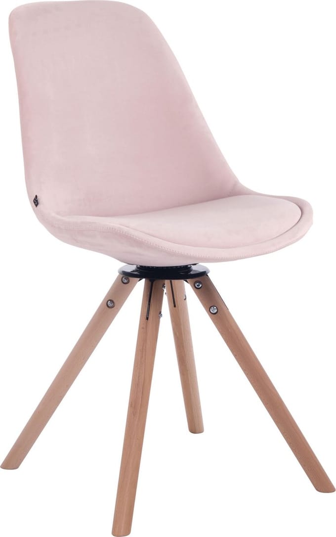 CLP Troyes Eetkamerstoel - Rond frame - Fluweel natura roze