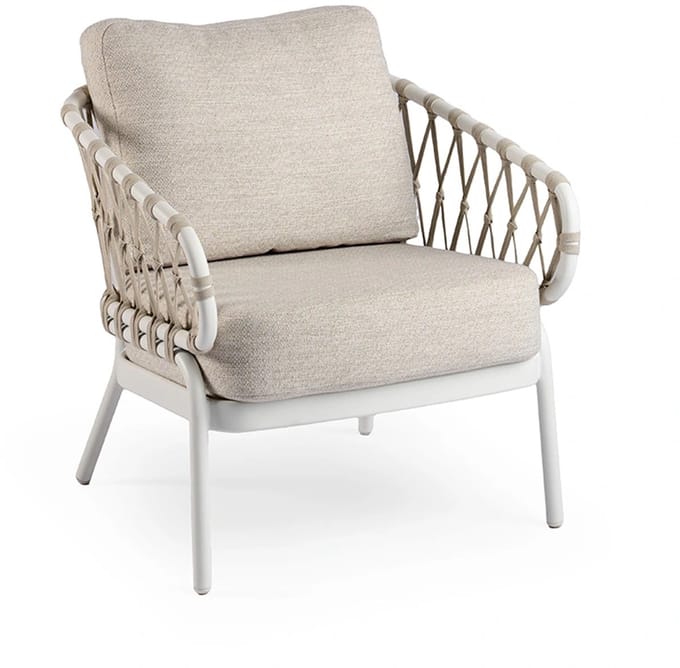 Tierra Outdoor Tuinstoel Natal - Low Dining Tuinstoel - Creme White - Met kussens - 1 Stoel