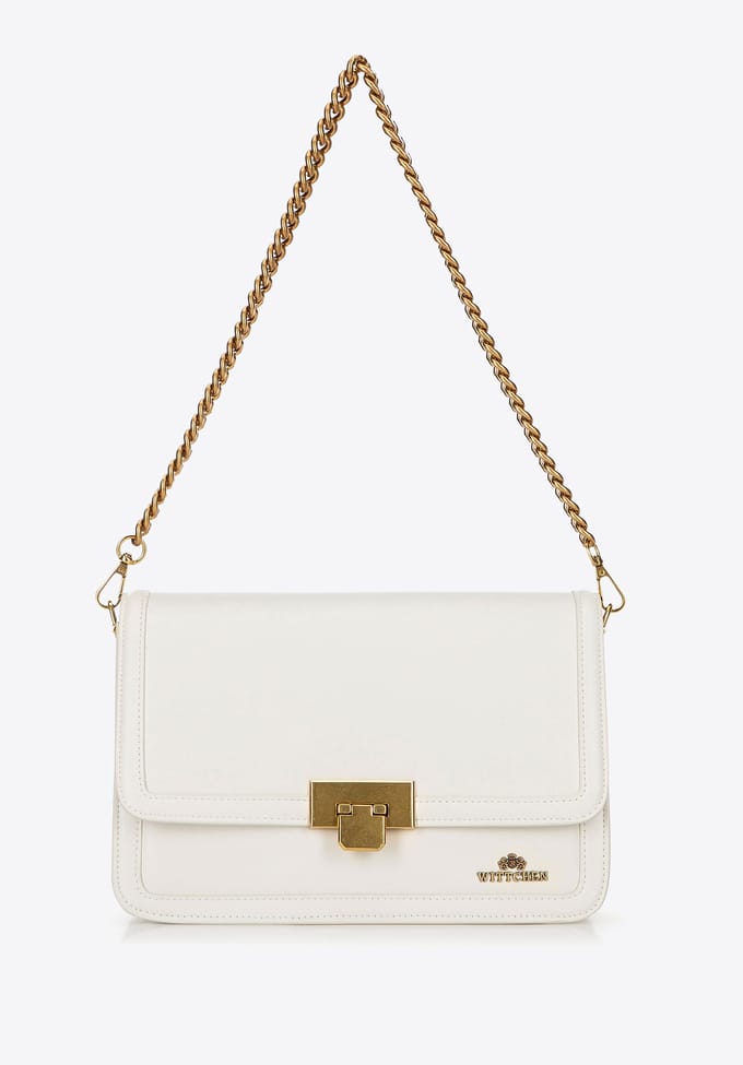 Wittchen Dames Leren Crossbody Tas met Afneembare Ketting, Crème, Polyester