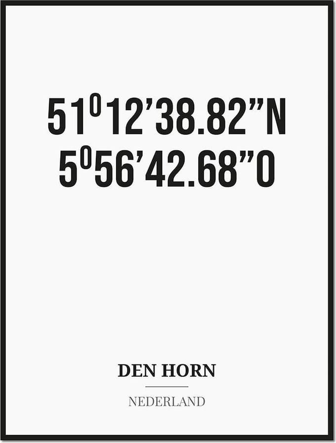 Poster/kaart DEN HORN met coördinaten