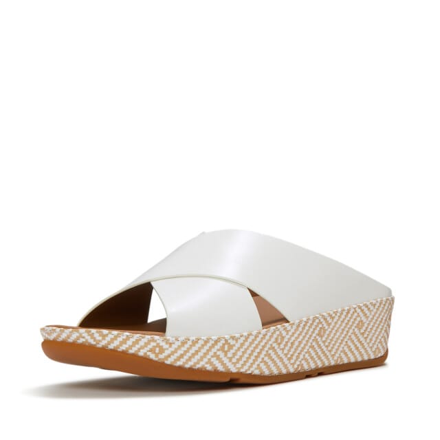 FitFlop FitFlop Lulu Lux Graphic-Weave Leather Cross Slides WIT - Maat 43
