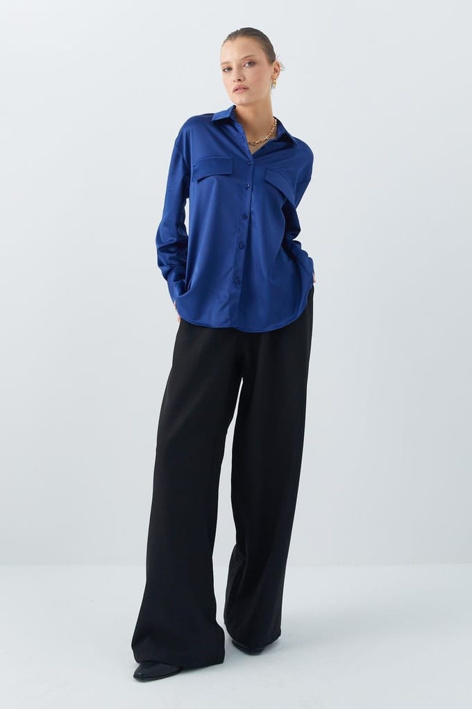 Satin Knopenoverhemd met Pocketdetail