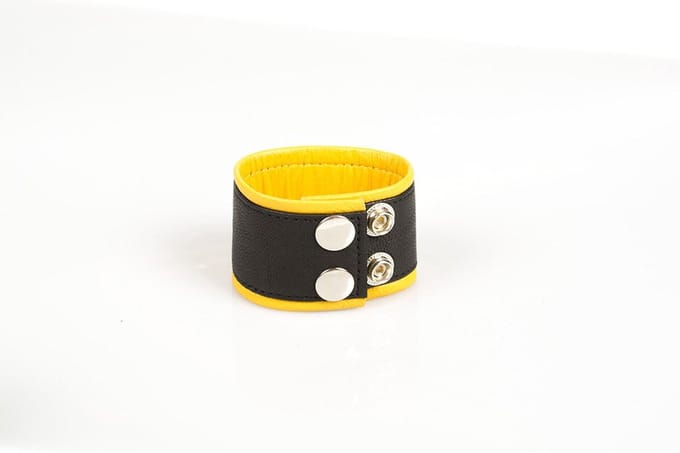 Polsband leer - geel/zwart