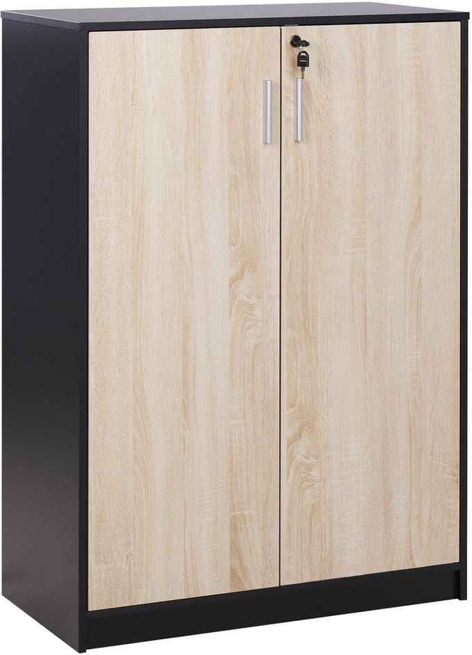 ZEHNA - Sideboard - Lichthout/Zwart - 117 cm - Vezelplaat