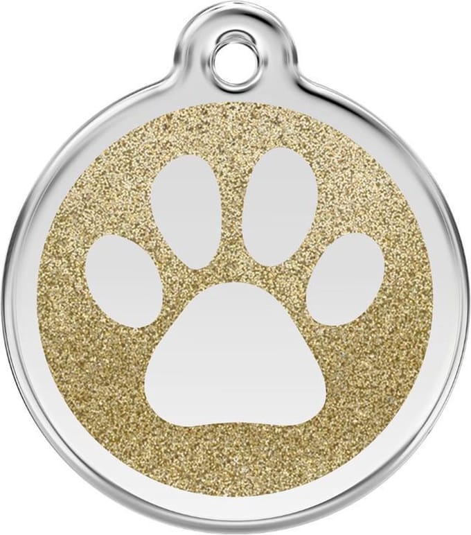 Red Dingo Hondenpenning 30 mm pootje glitter goudkleurig