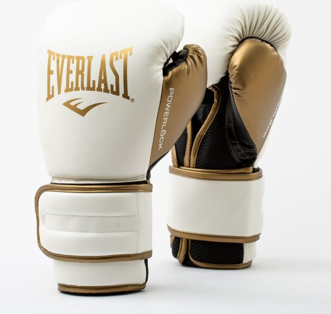 Everlast Powerlock 2r Training Glove, White/gold 12-OZ
