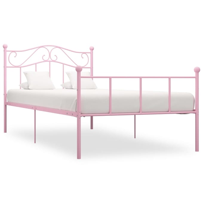 vidaXL - Bedframe - metaal - roze - 100x200 - cm