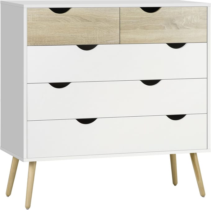HOMCOM Ladekast - Spaanplaat - 99x39x101cm - Wit, Eiken