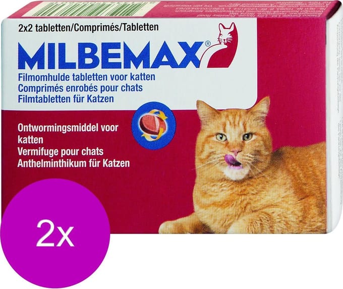 Milbemax Milbemax Kat Rund - Anti wormenmiddel - 2 x 4 tab 2 Tot 12 Kg