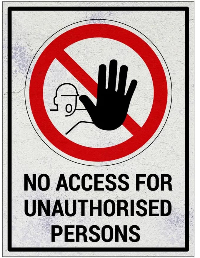 No access for unauthorised persons bord met tekst | Sign Again materiaal | 40 x 30 cm