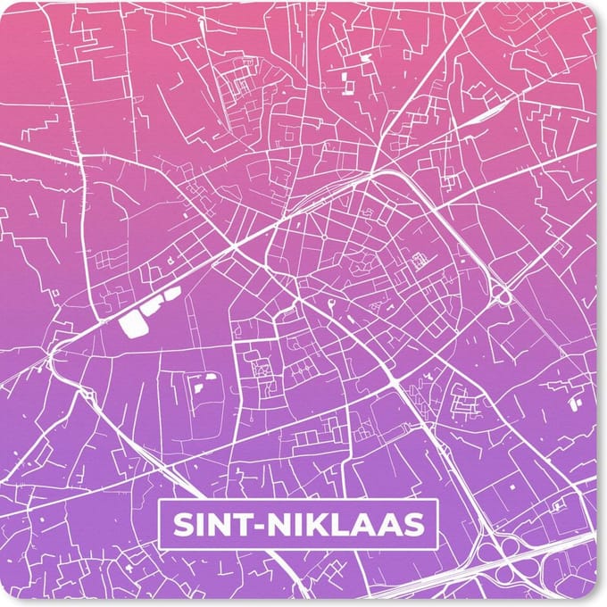 Muismat 20x20 cm - Mousepad Sint-Niklaas - Stadskaart - België - Muismatten