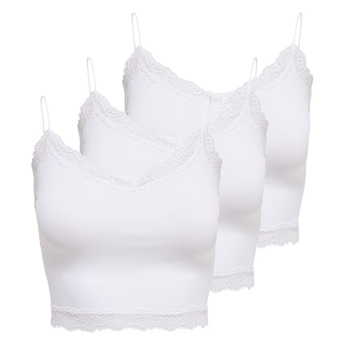ONLY T-shirt ONLVICKY LACE SEAMLESS CROPPED TOP 3P Set van 3
