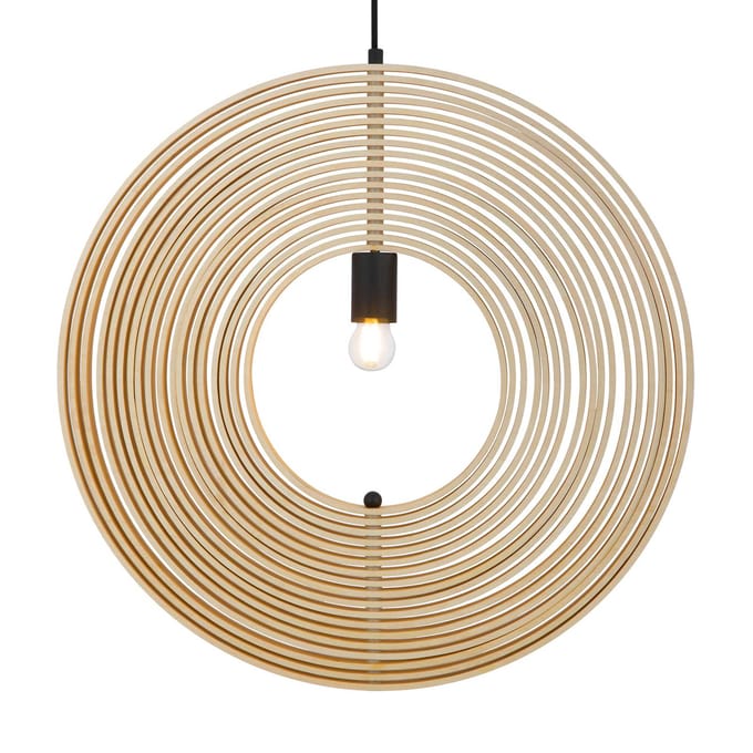 Hanglamp Maytoni Roots, bolvorm, Ø 60 cm, hout/zwart