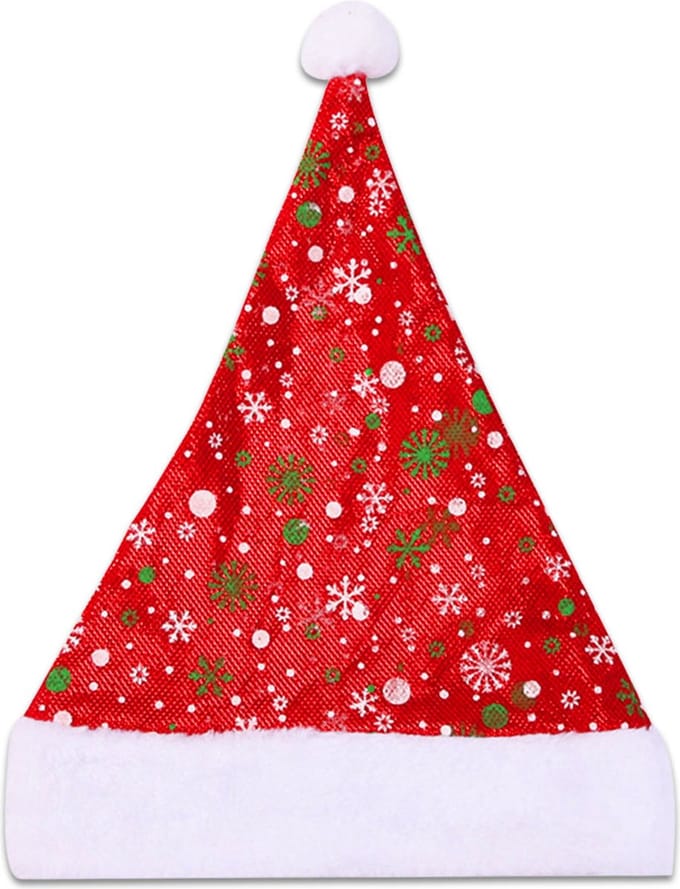 LUQ - Kerstmuts - Sneeuwvlokken - Volwassenen - Kind - Kerstkleding - Kerstversiering - One Size - Rood - Groen