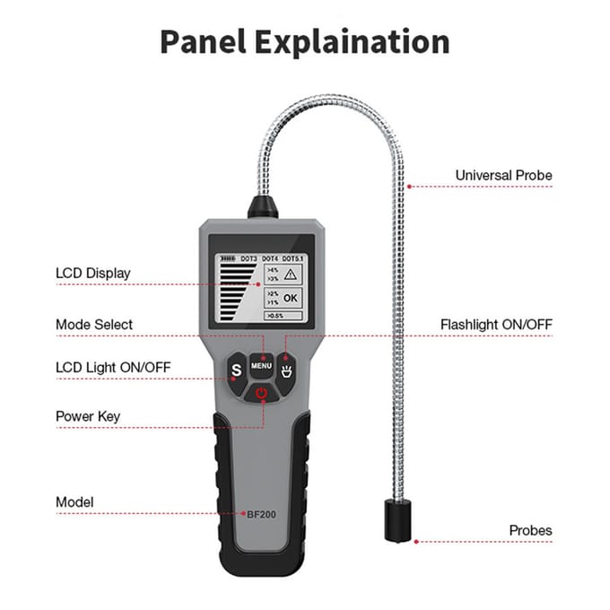 Automotive remvloeistoftester olie-vocht-waterdetectie met LCD-display voor voertuig DOT3 DOT4 gray