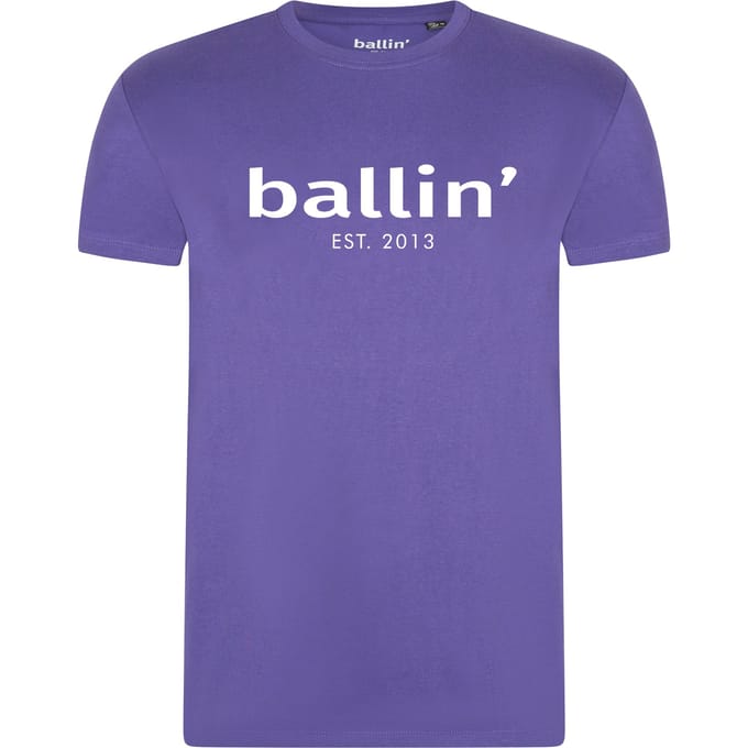 Heren Tee SS met Ballin Est. 2013 Regular Fit Shirt Print - Paars - Maat L