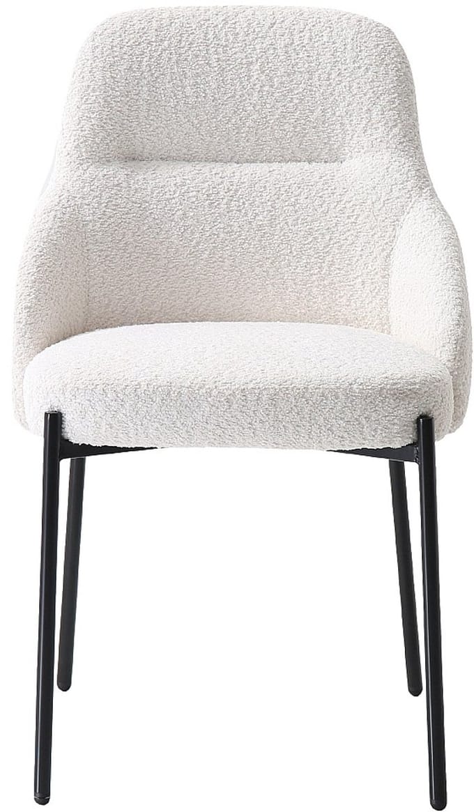 Vente-unique Set van 2 stoelen in bouclé en zwart metaal - Wit - LIAMONA