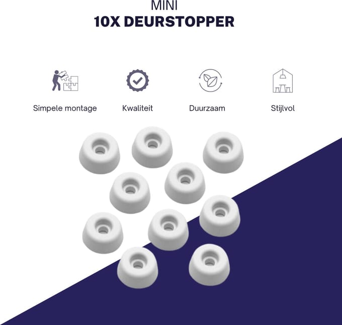 10x Deurbuffer Klein - 20x12mm - Wit
