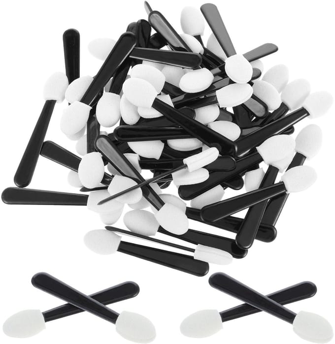 Dailygoods- Oogschaduw Applicators 50 Stuks - Wegwerp Applicators - Mini Spons Applicators - Draagbare Oogschaduw Borstels - Make-up Applicator - Zwart/Wit
