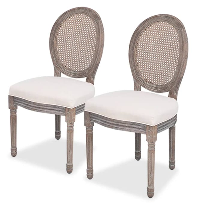 vidaXL - Eetkamerstoelen - 2 - st - stof - crèmekleurig