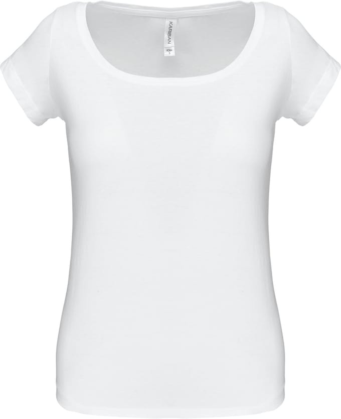 Kariban Dames-t-shirt korte mouwen met boothals K384 - White - M