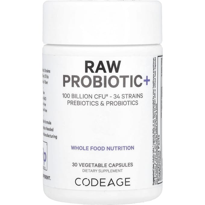 Codeage, unprocessed probiotic+, 100 billion CFU, 30 veggie capsules