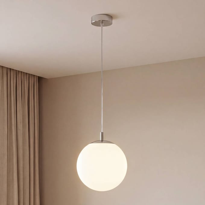 Argon Hanglamp Bernike, wit/chroom, glas, Ø 30 cm
