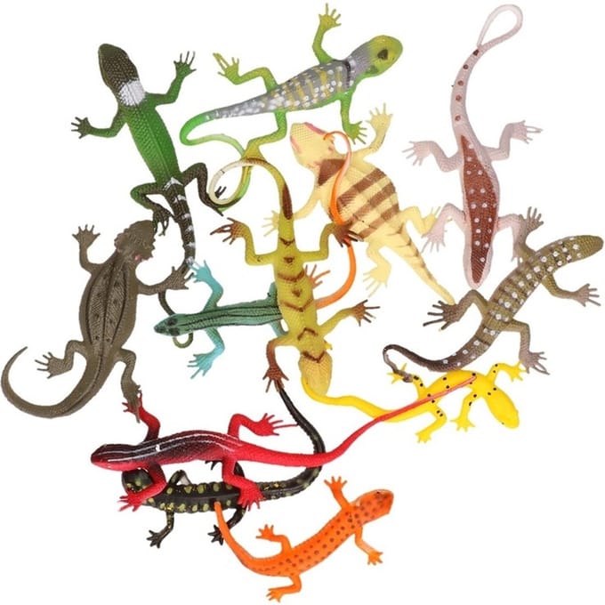 Kunststof dier Stretch hagedis - 10 cm - kleuren mix - speelgoed