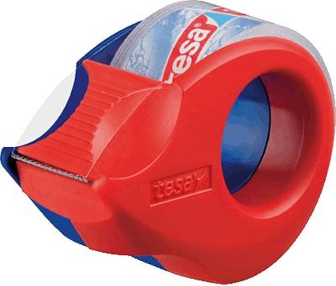 tesa Plakbanddispenser 57858-00000 Blauw, Rood Rolbreedte (max.): 19 mm Rollengte (max.) 10 m