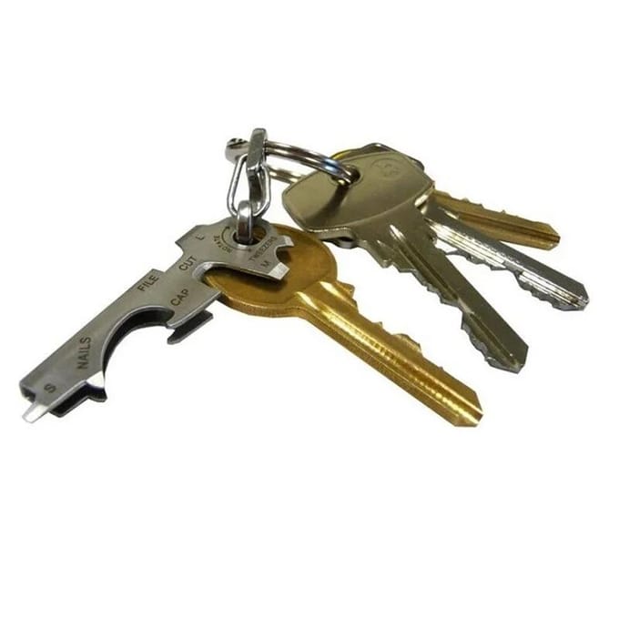 8 in 1 sleutelhanger sleutelhanger multifunctionele karabijnhaak versnelling clip zak quickdraw multifunctionele gadget multitool multi sleuteltool nieuw zwart