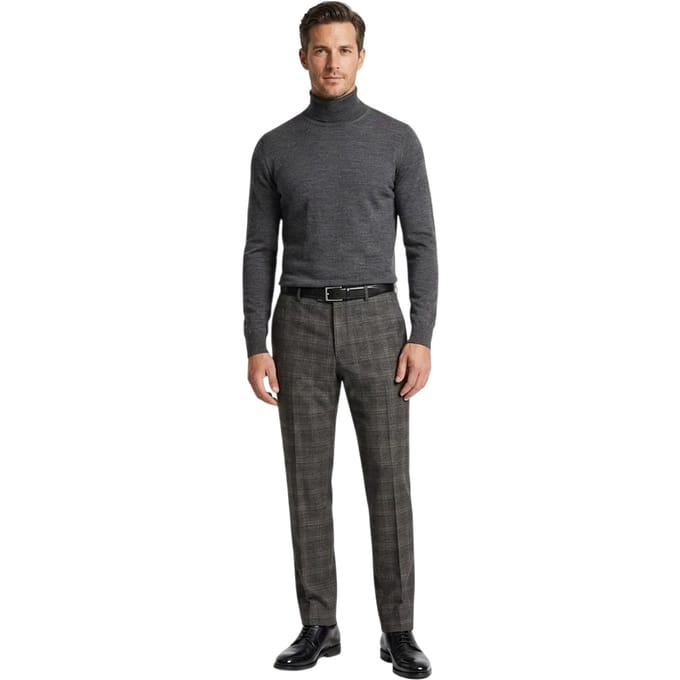 Ted Baker Herenbroek met ruitjespatroon en rechte pasvorm (Grijs)