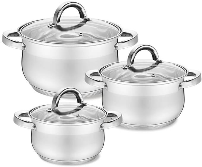 Maestro MR-3522-6M - Pannenset - RVS - 6 Delig - Met Deksel