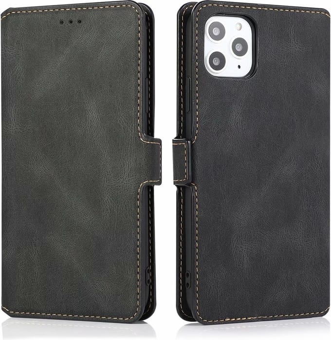 Hoesje geschikt voor iPhone 12 Pro Max - Bookcase - Pasjeshouder - Portemonnee - Kunstleer - Zwart